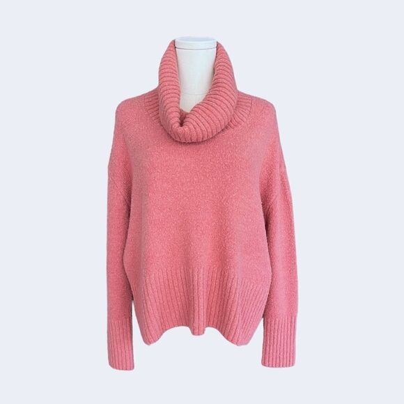 RACHEL ZOE EUC drop shoulder Wool mix turtle neck in Dusty Pink Size M - Picture 1 of 8